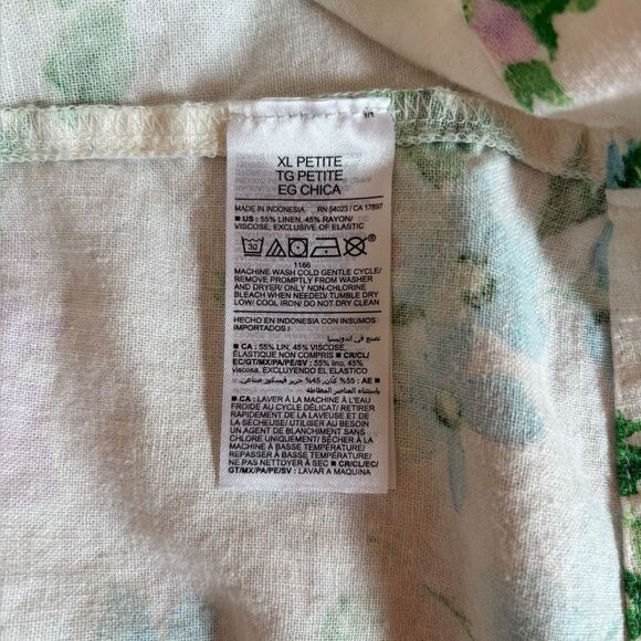 Old Navy Fit & Flare Linen Blend Midi Dress Smocked Floral Womens XL Petite - Picture 7 of 9